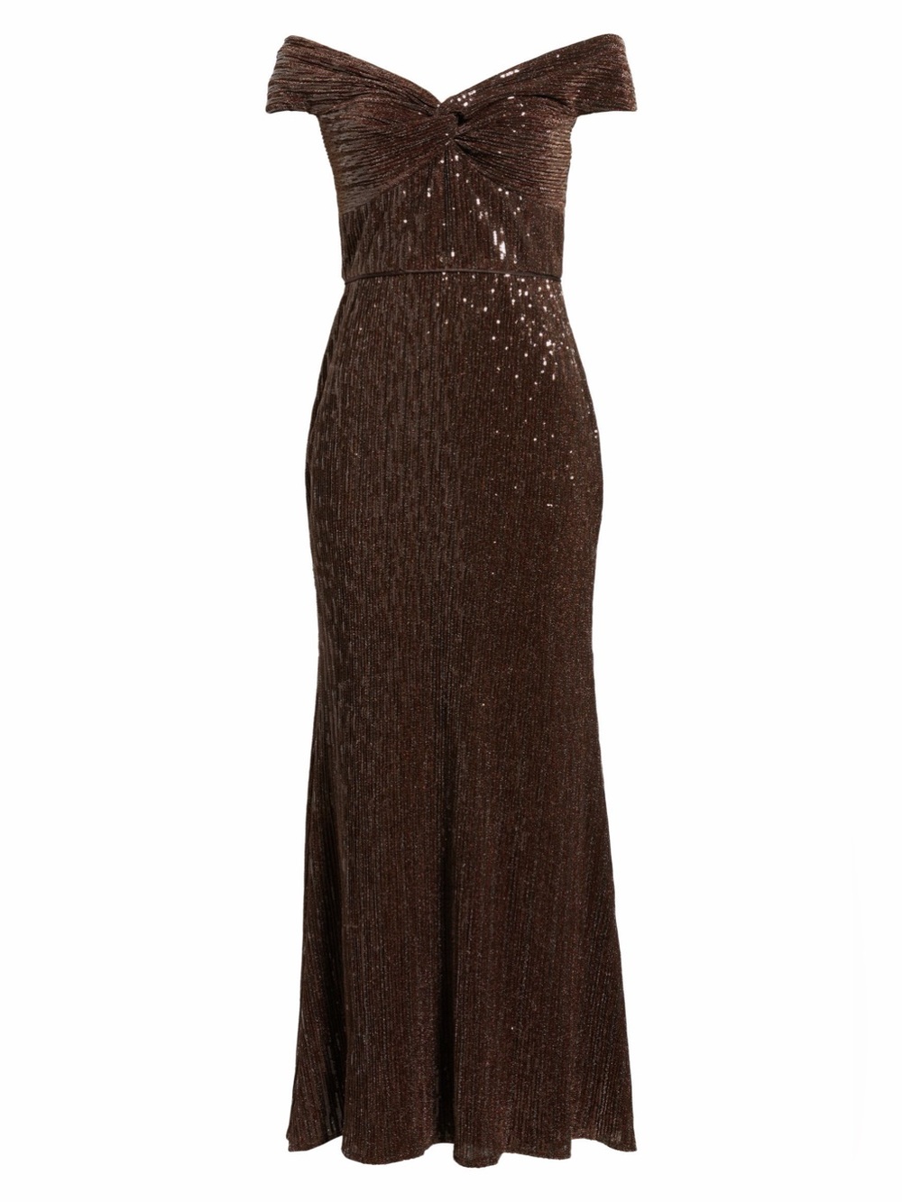 Eliza J Sequin Twist Off the Shoulder Gown Maxi Dress MSRP $258